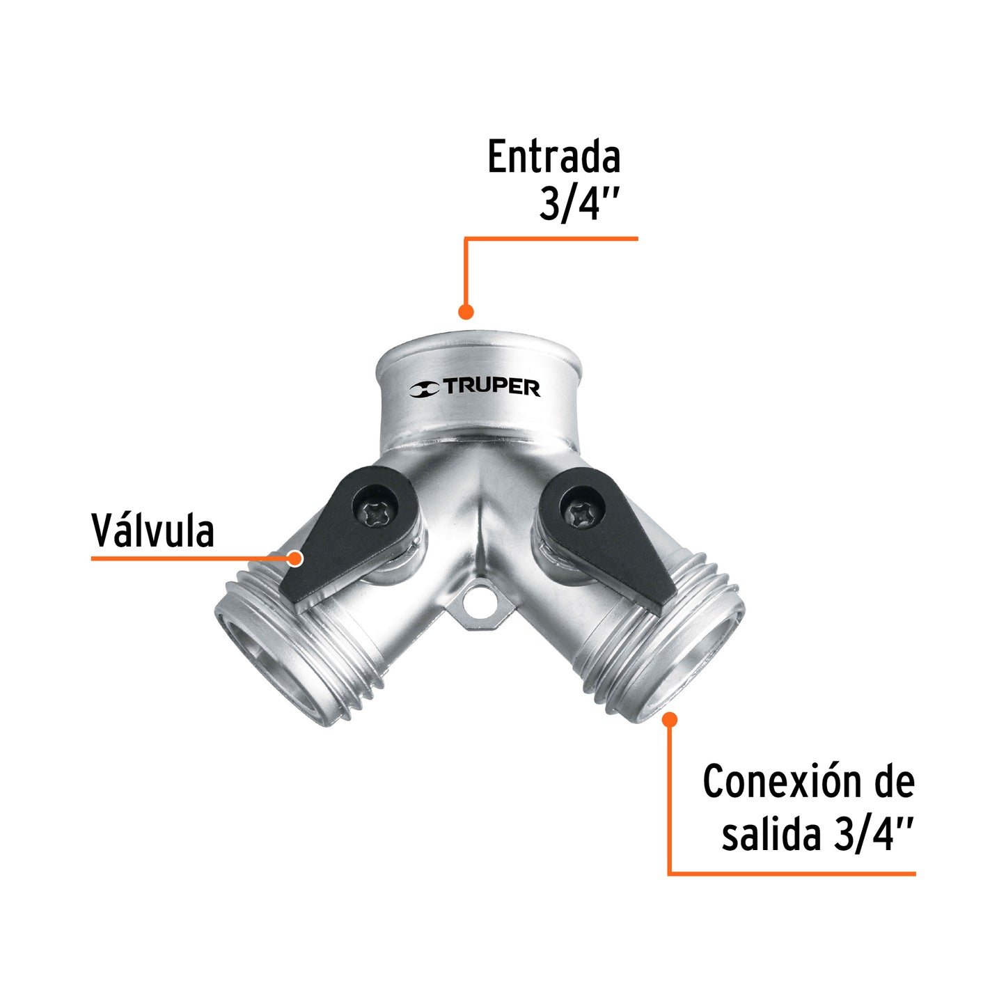 Conector Y 3/4" metalico para manguera