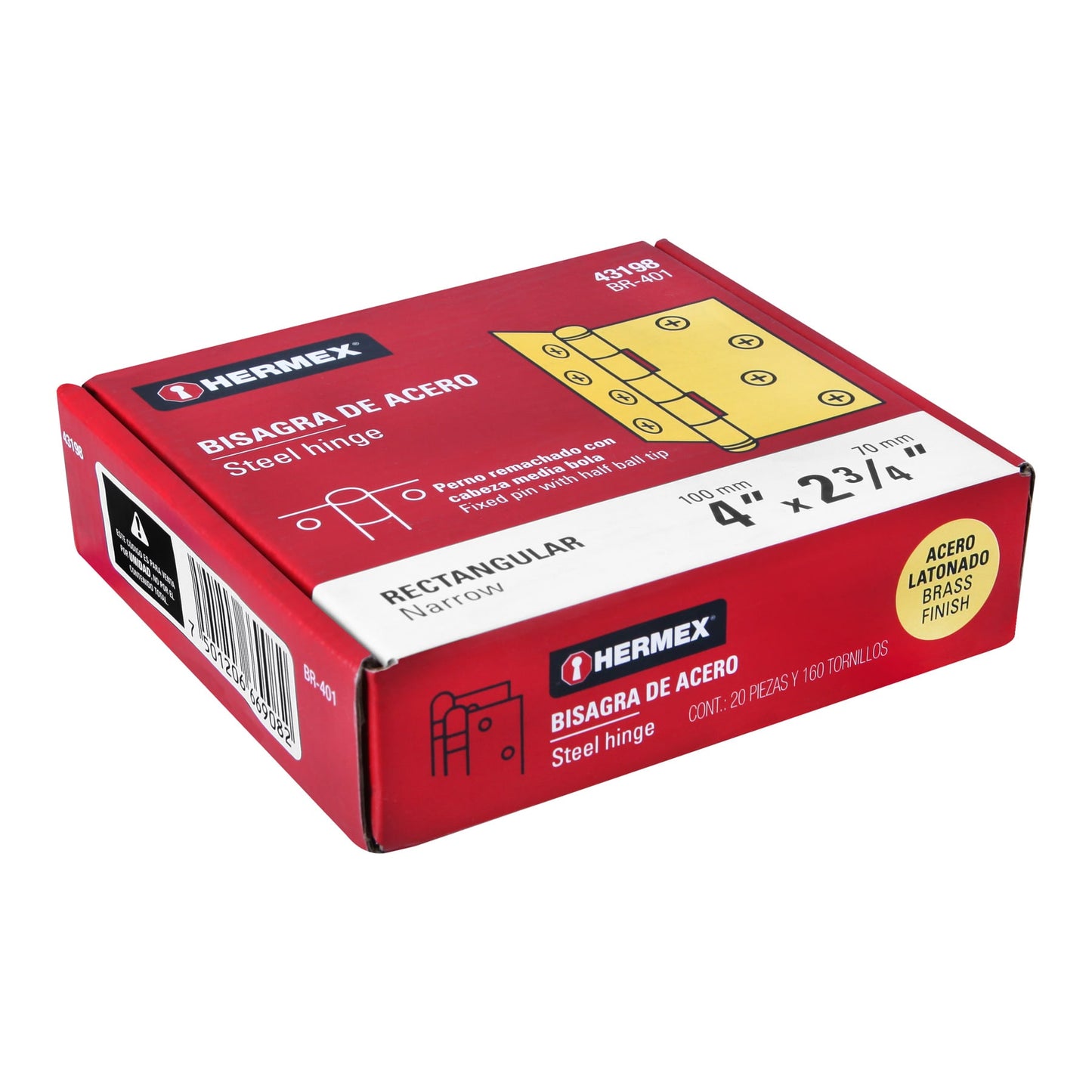 Bisagra rectangular 4"