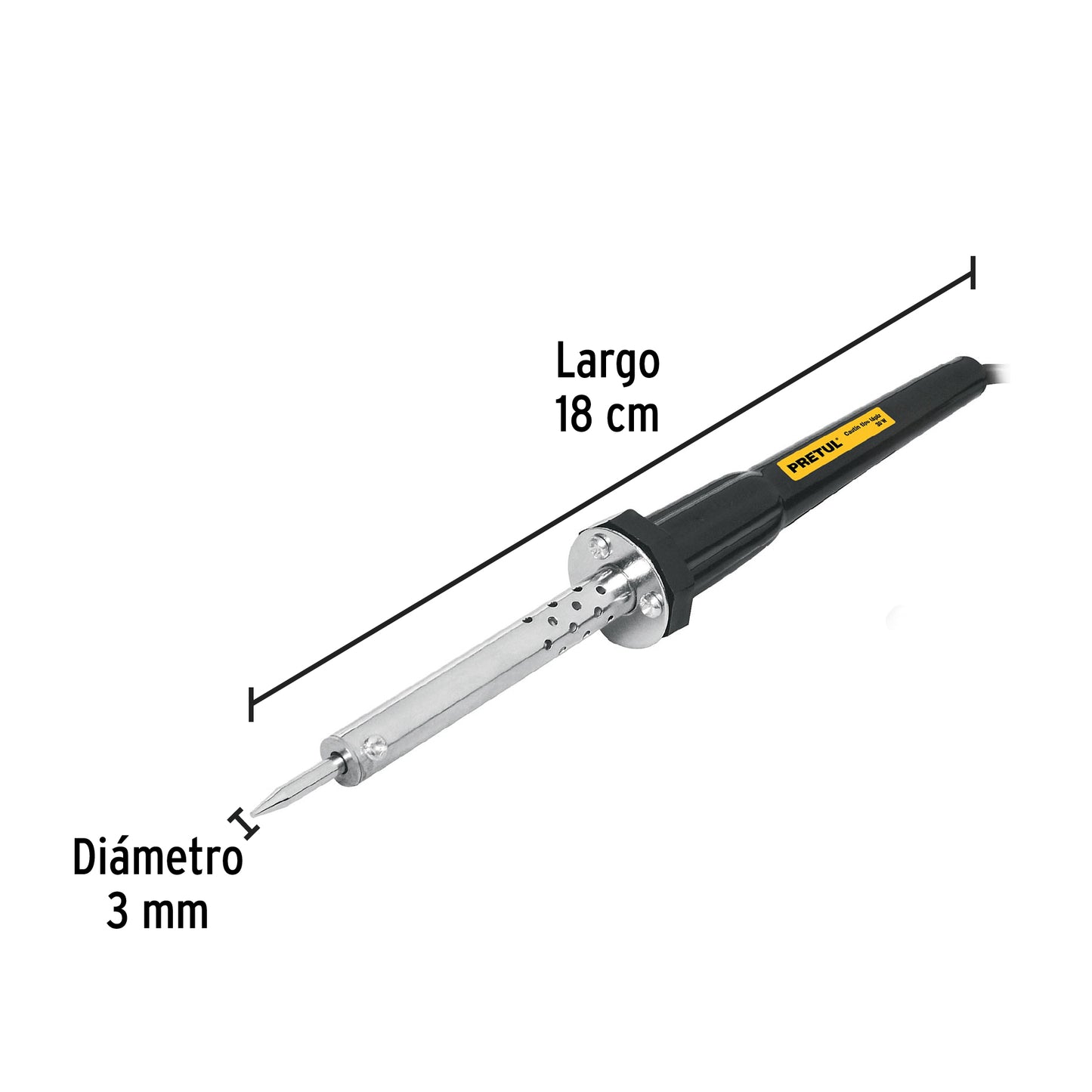 Cautín 30 W tipo lápiz con accesorios para trabajo ligero.