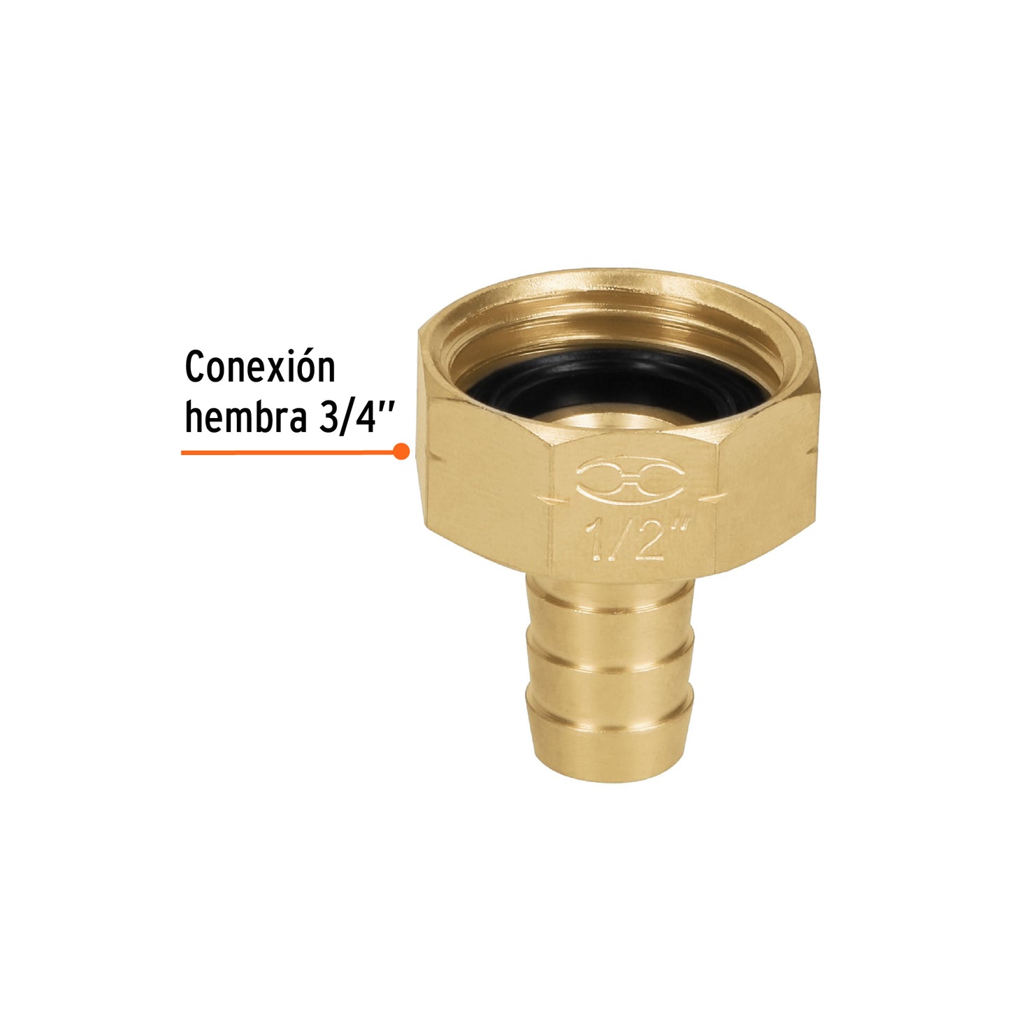 Conector hembra 1/2" de latón sólido para manguera, Truper