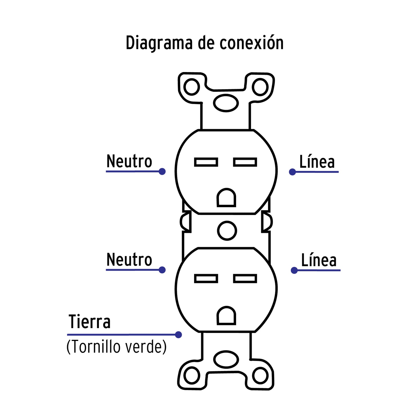 Contacto dúplex, cara de chino, Standard, color marfil
