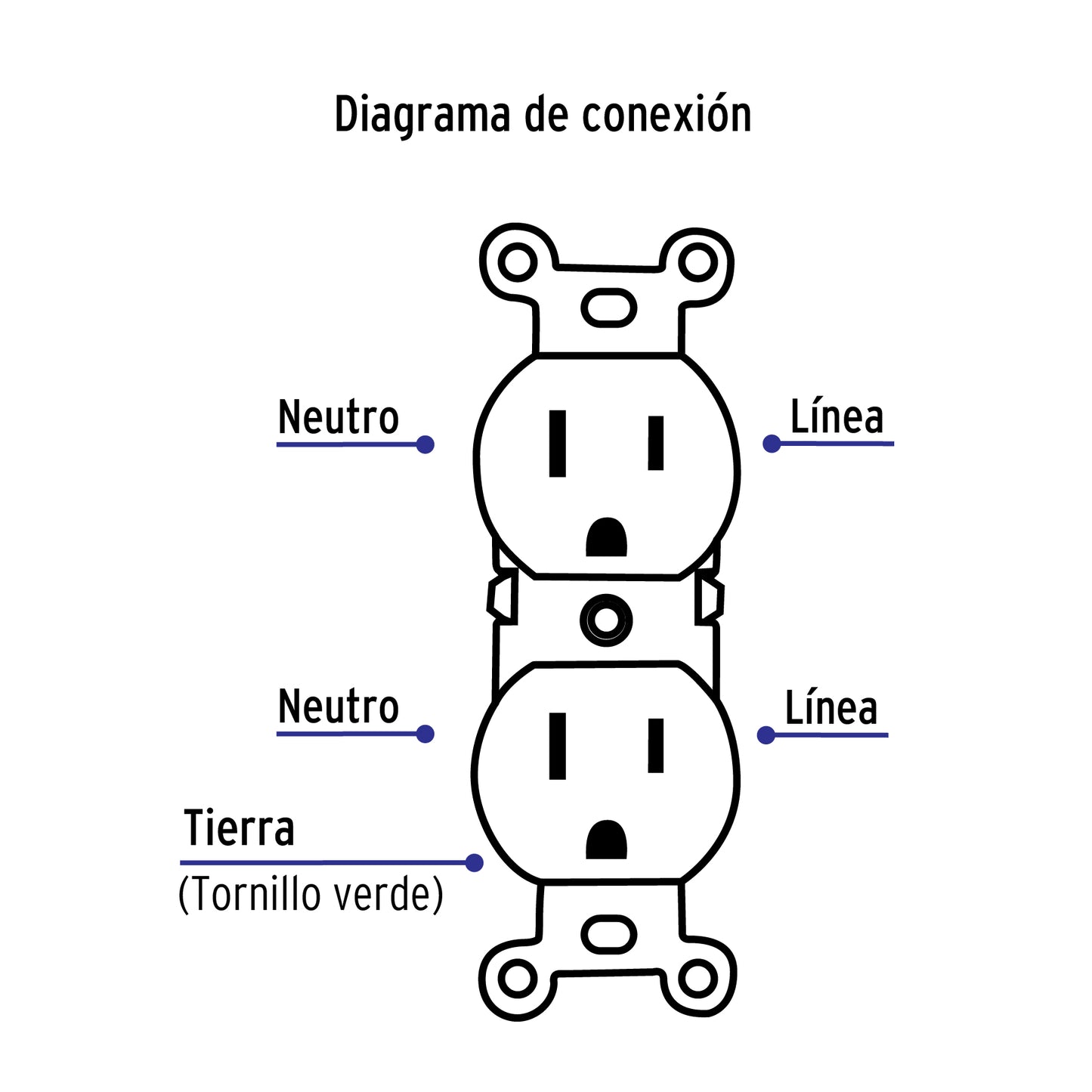 Contacto dúplex, 2 polos 3 hilos, Standard, color marfil