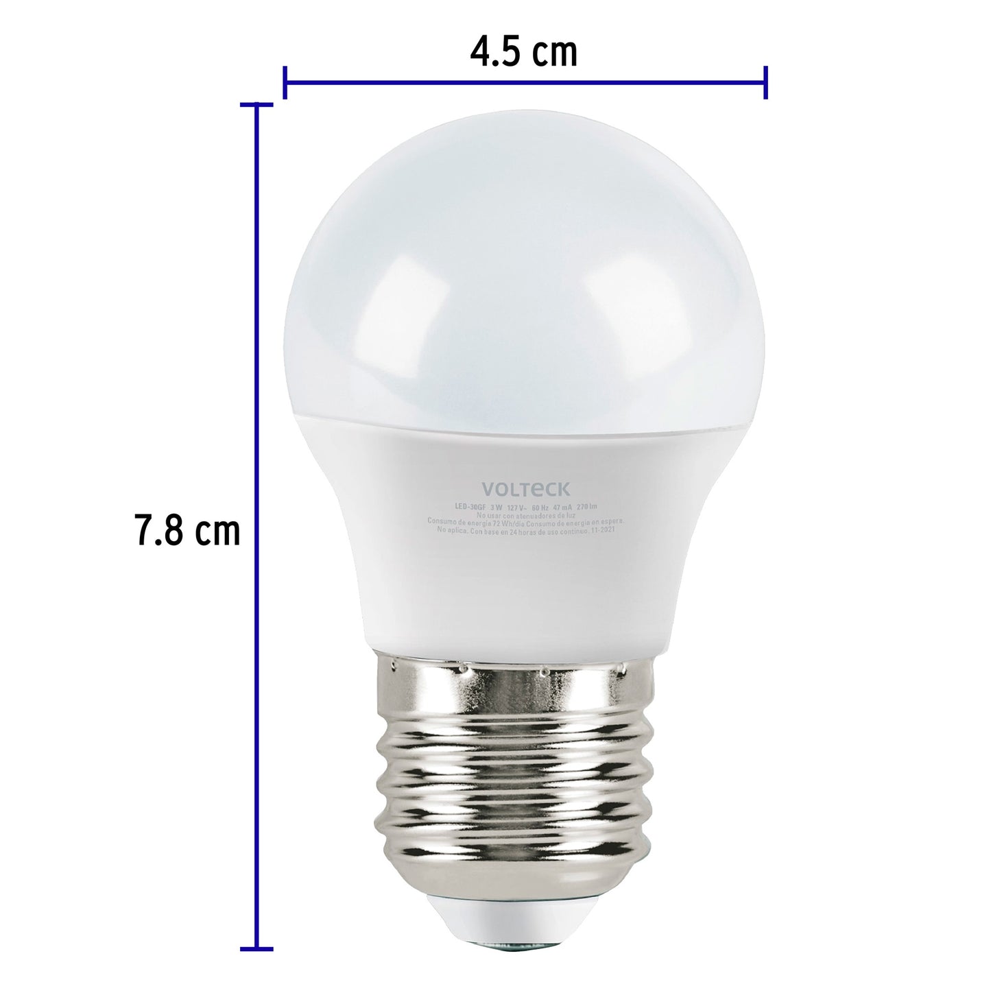 Lámpara LED G45 3 W (equivalente 25 W) luz de día