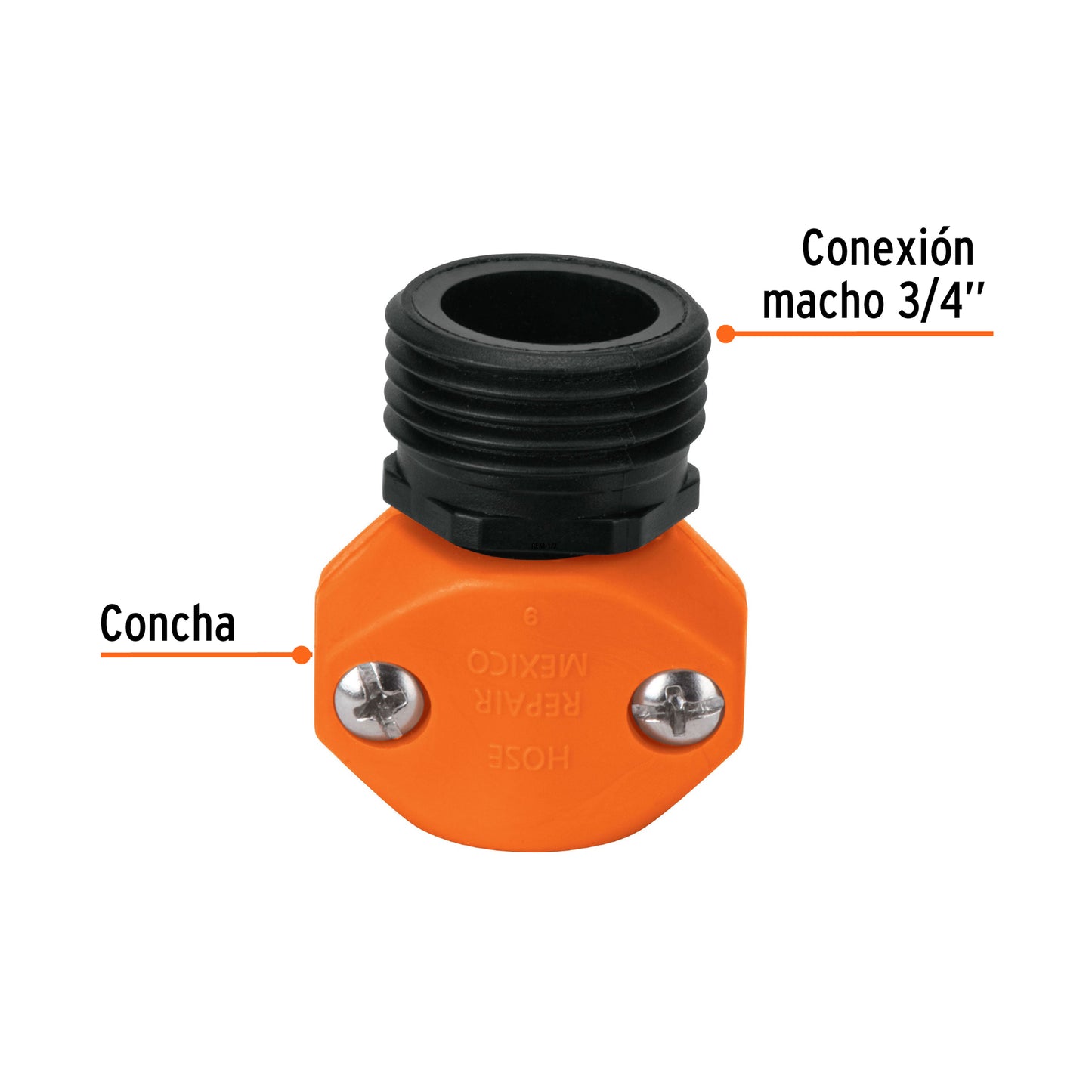 Conector 1/2" macho de ABS p/manguera, Truper
