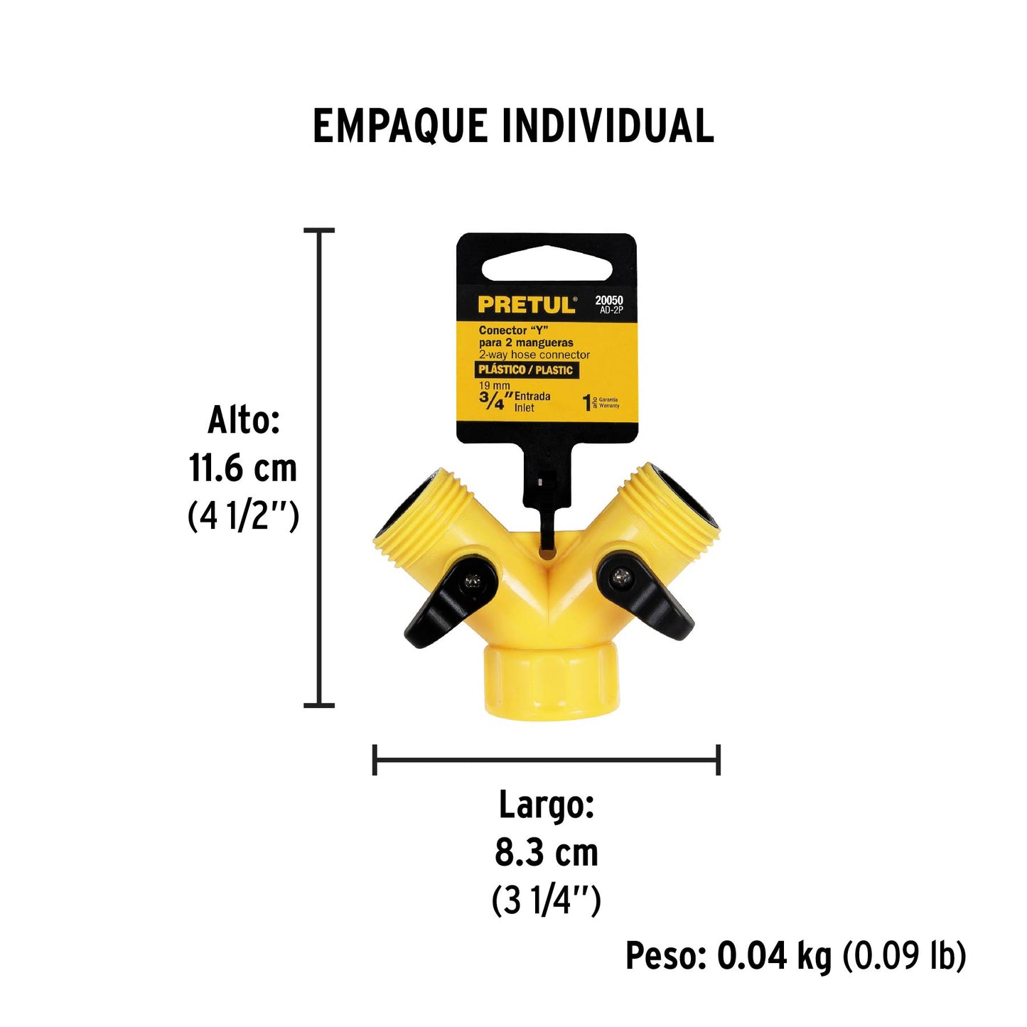 Conector Y 3/4" de plastico para manguera