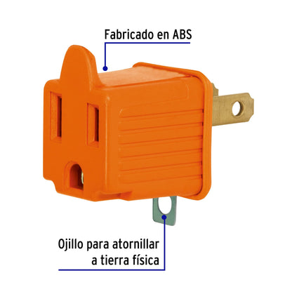 Adaptador de 3 a 2, naranja, a granel.
