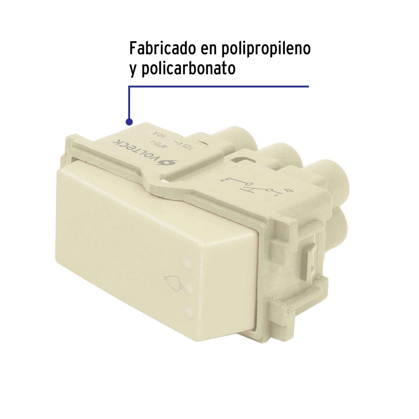 Interruptor para timbre, color marfil, línea Italiana