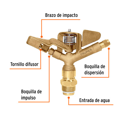 Aspersor agrícola de 1' fundido en latón