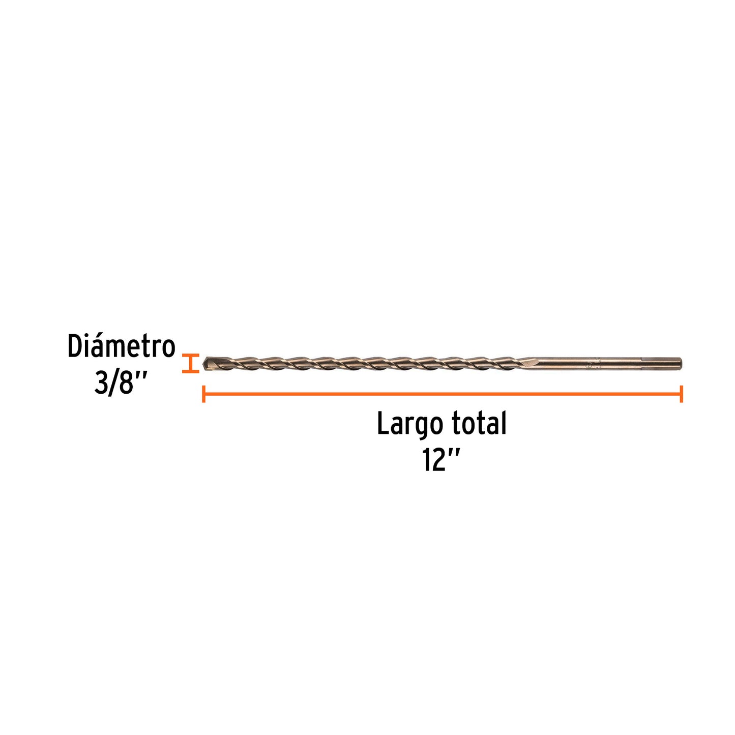 Broca p/concreto de 3/8 x 12"
