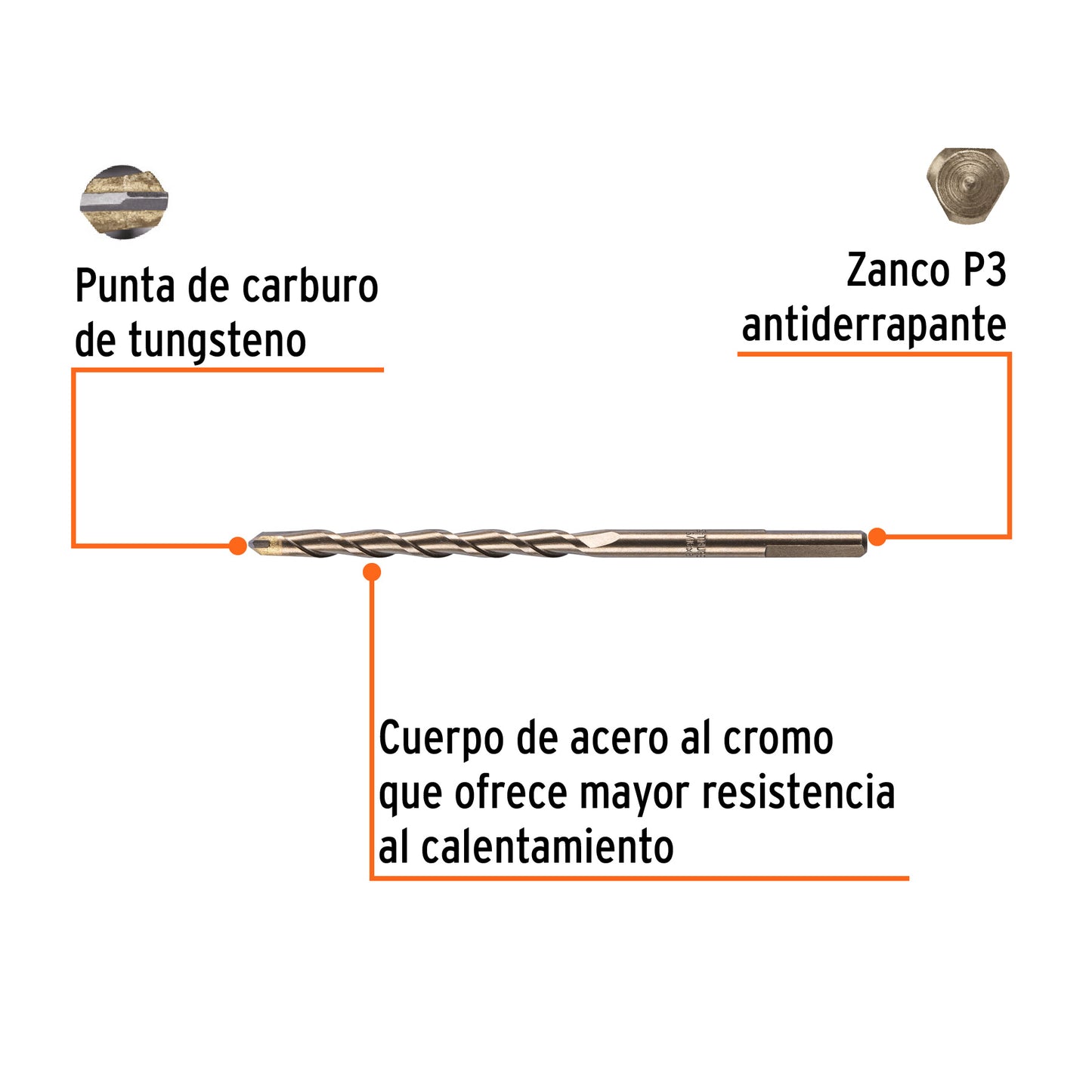 Broca p/concreto de 5/16 x 6"