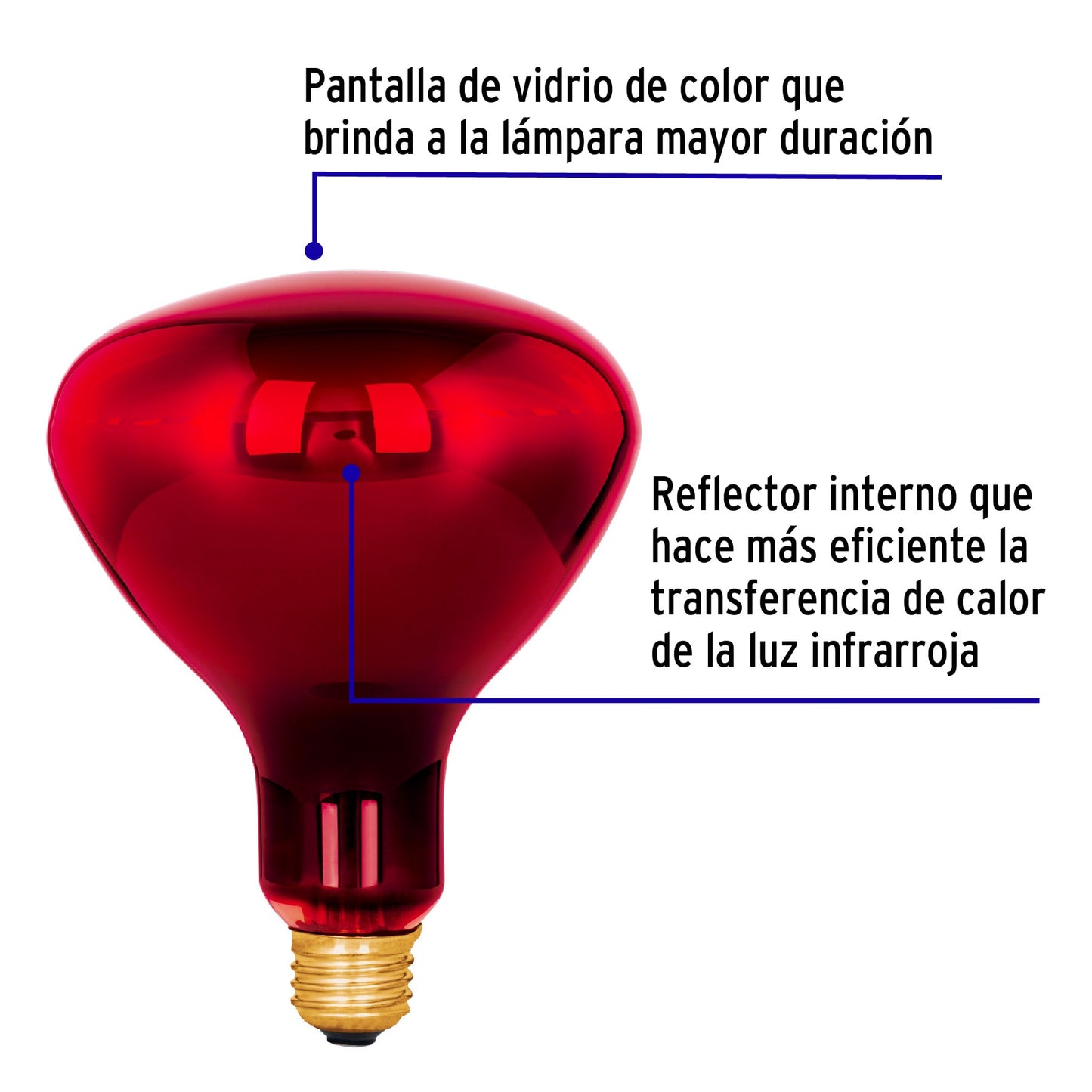 Lámpara incandescente de calor, BR40 270 W, rojo