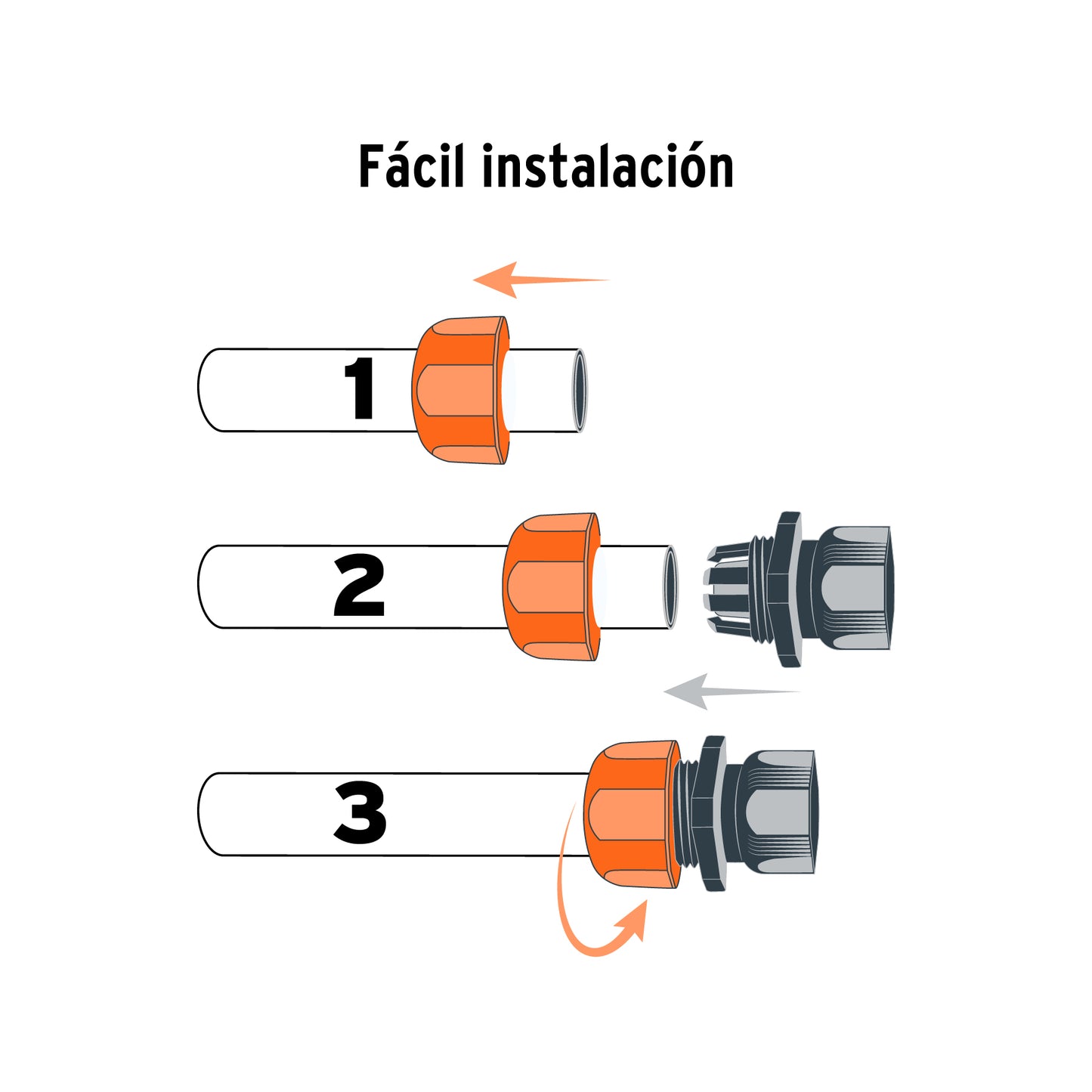 Conector hembra 1/2" de ABS con tuerca de ajuste manual
