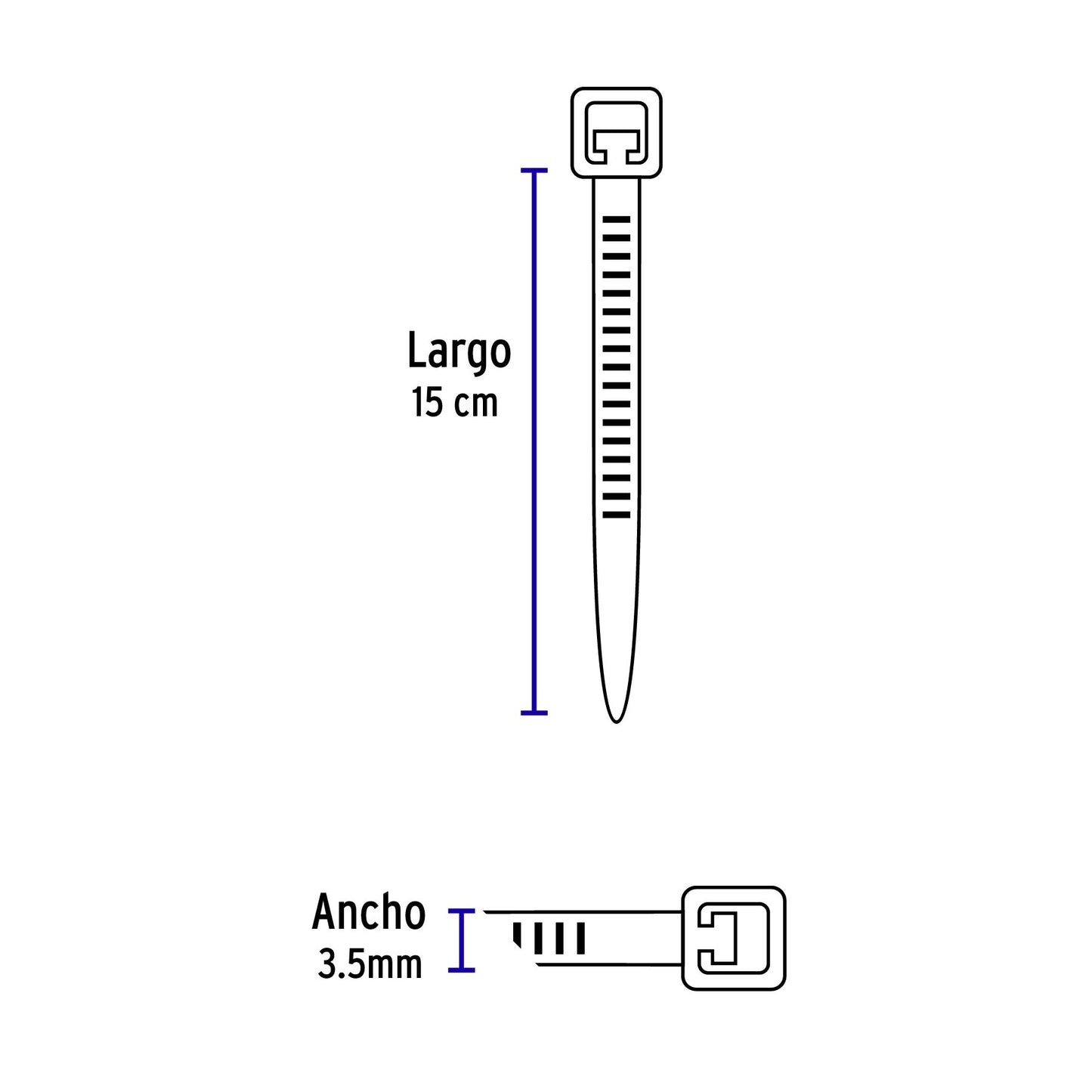Cinchos plásticos, 150x3.5 mm, negros