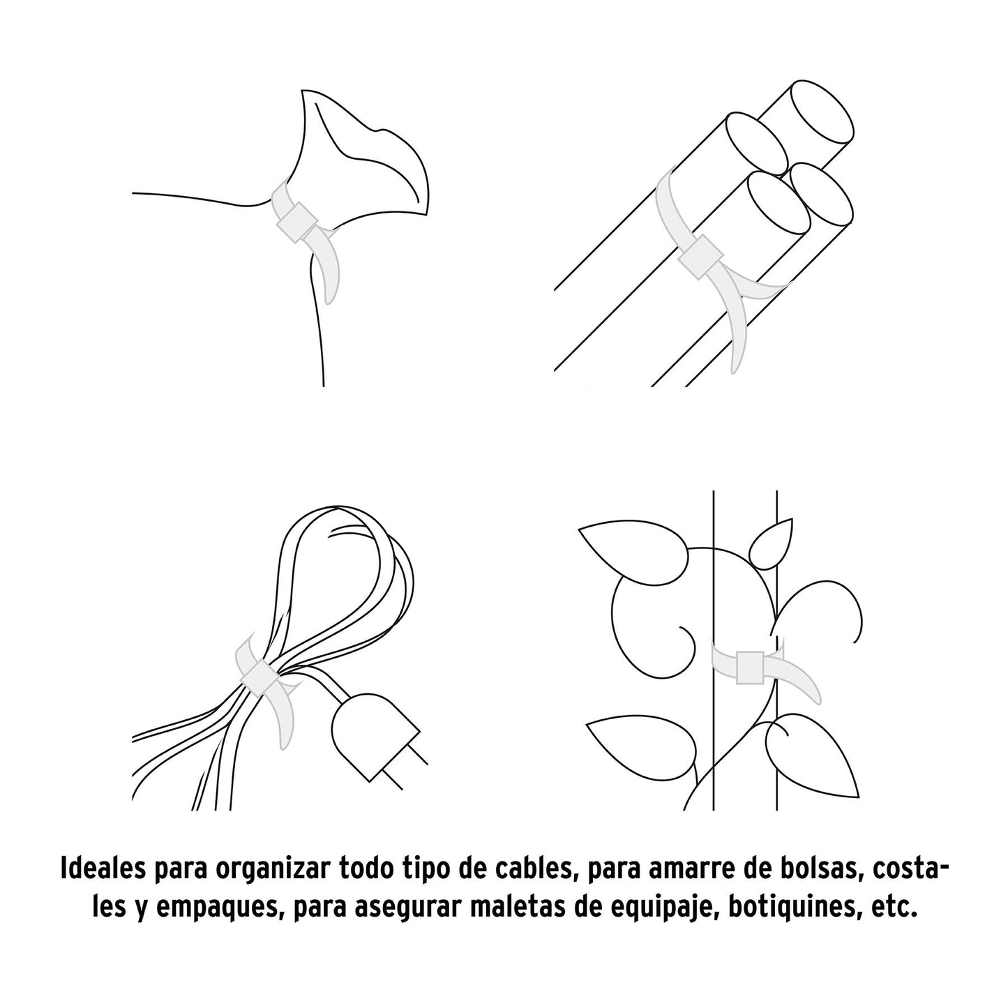 Bolsa 50 cinchos de plástico 40 lb, 150x3.5 mm, naturales