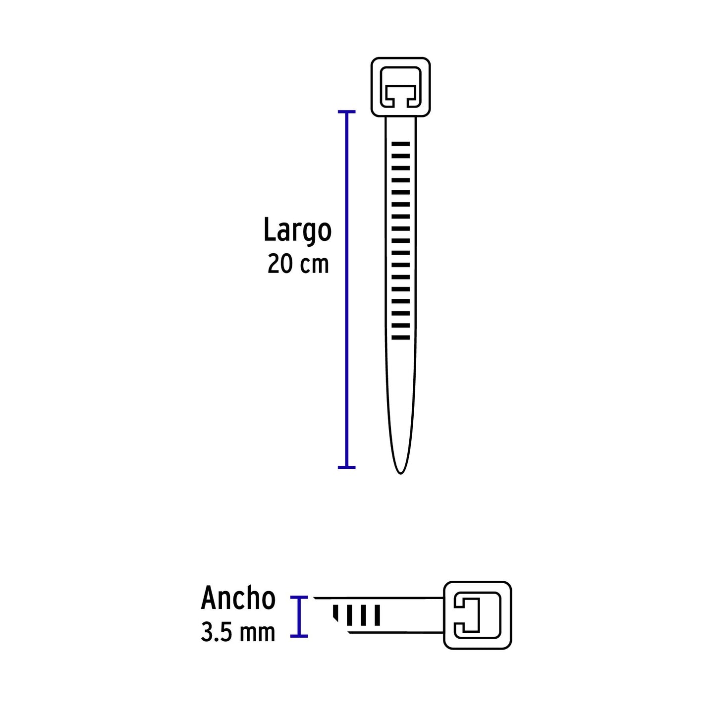 Cinchos plasticos, 200x3.5 mm, negros