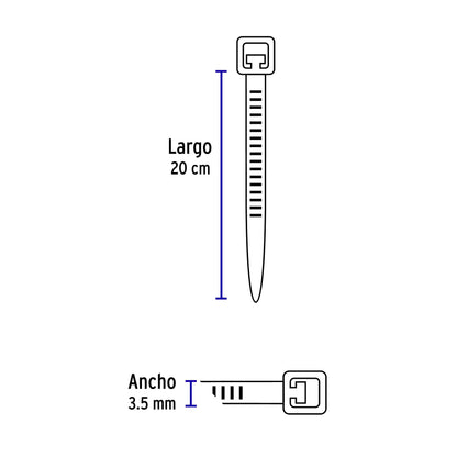 Cinchos plasticos, 200x3.5 mm, negros