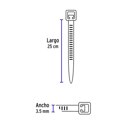 Cinchos plásticos 250x3.5 mm, negros