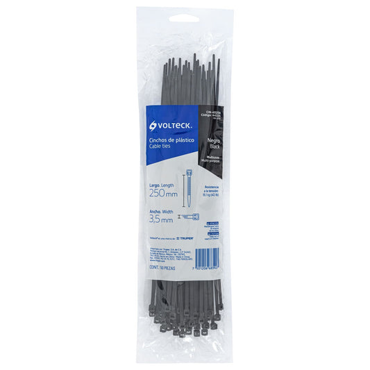 Cinchos plásticos 250x3.5 mm, negros