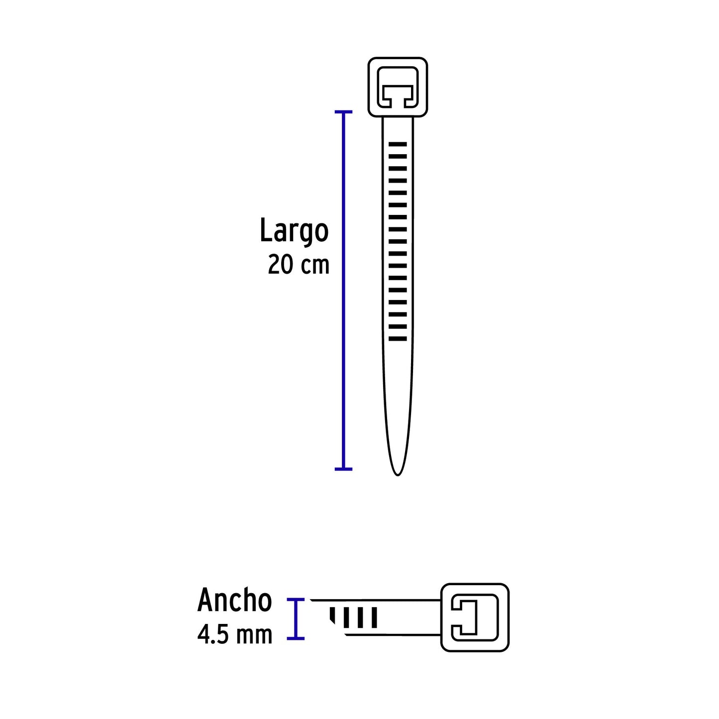 cinchos plásticos, 200x4.5 mm, negros