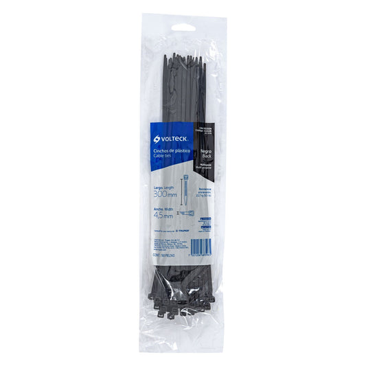 Cinchos plásticos 300x4.5 mm, negros