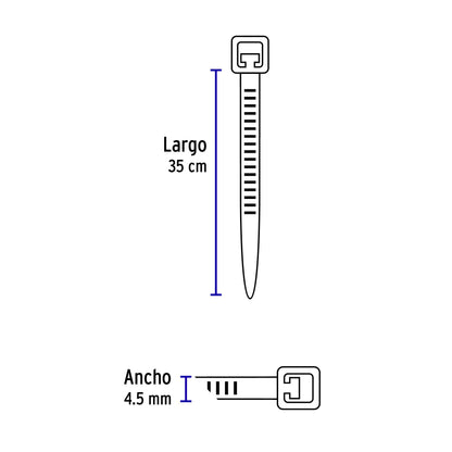 Cinchos plásticos 350x4.5 mm, negros