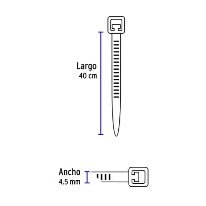 Cinchos plásticos 400x4.5 mm, negros