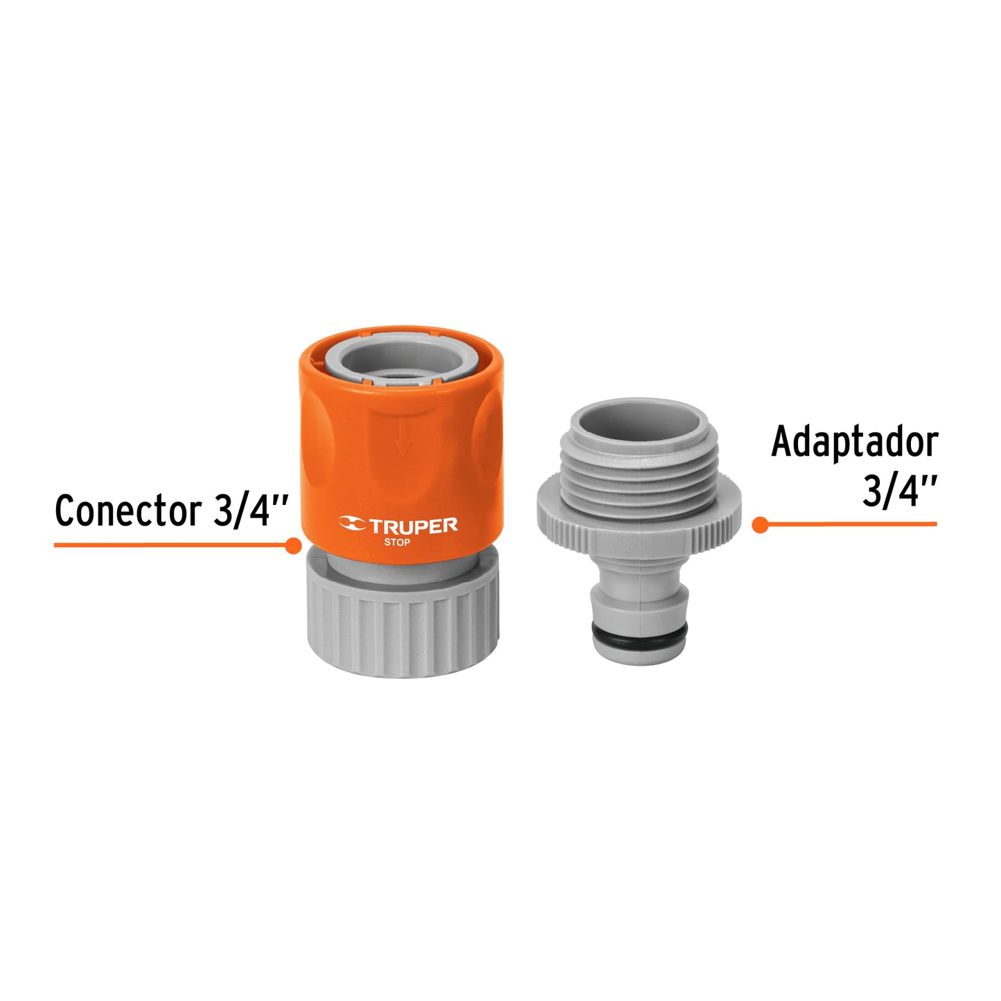Conector rápido 3/4" de ABS manguera-accesorio. sistema click