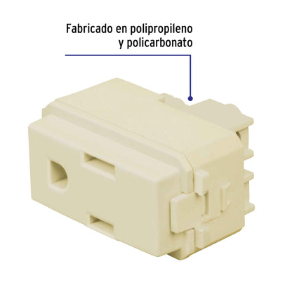 Contacto sencillo, 2 polos+tierra, color marfil, línea Italiana