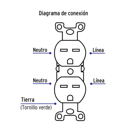 Contacto dúplex, cara de chino, Standard, color marfil