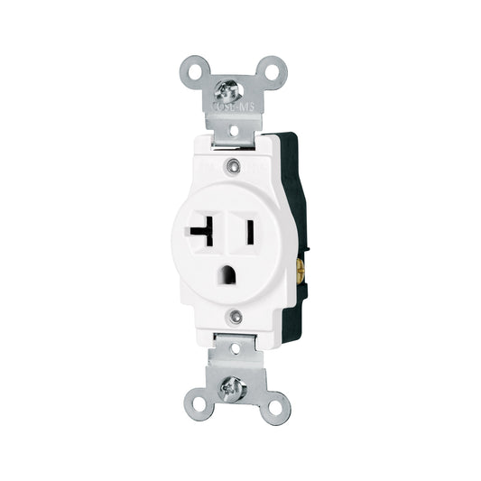Contacto sencillo, 2 polos 3 hilos, 20 Amp, color blanco