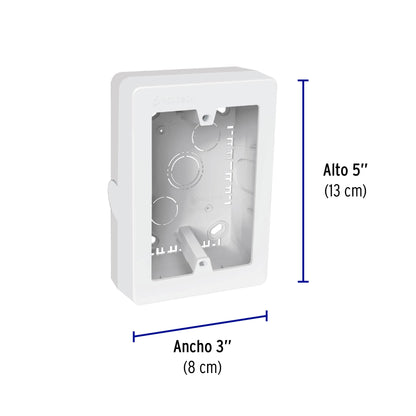 Caja de contactos p/ canaleta 3"x5", blanca.
