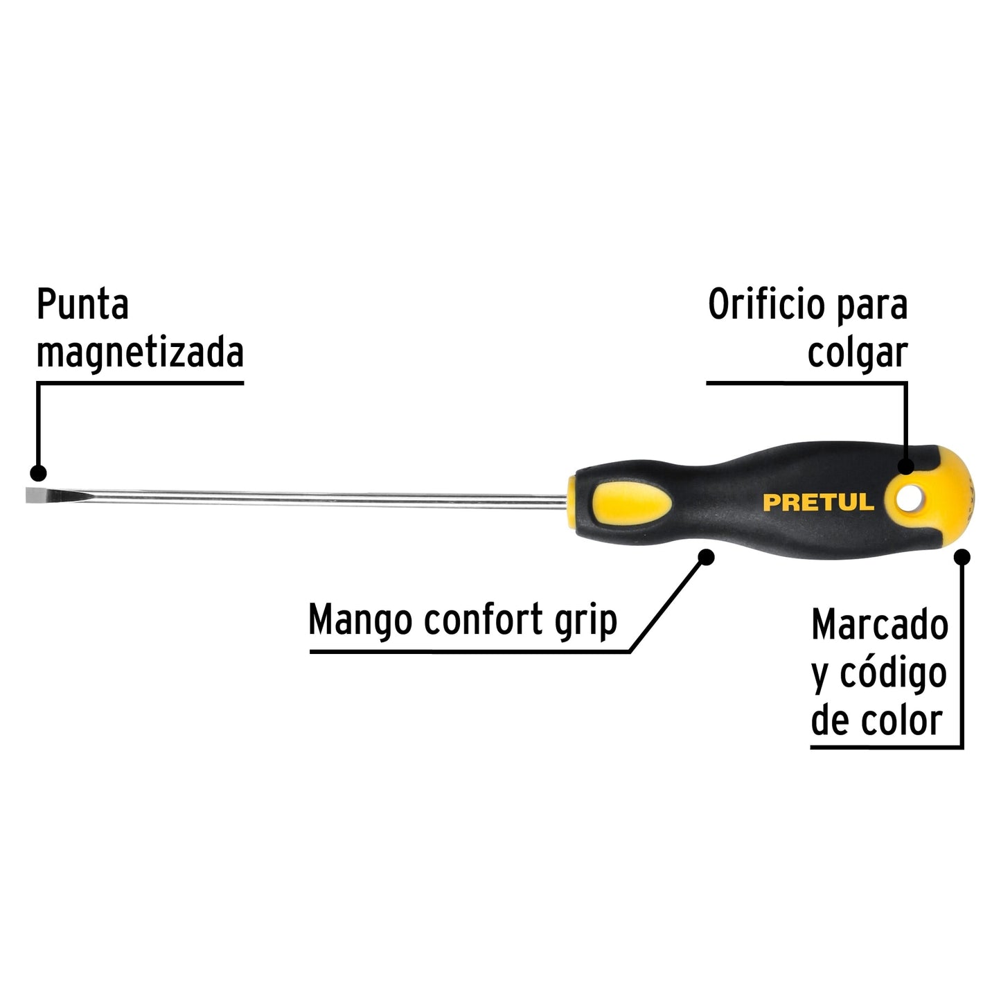 Desarmador tipo cabinet 1/8 x 4" de mango Comfort Grip