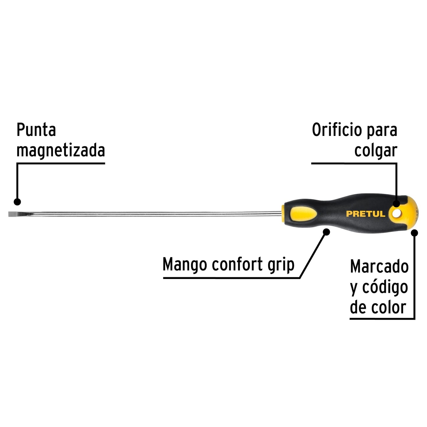 Desarmador tipo cabinet 1/8 x 6" con mango Comfort Grip
