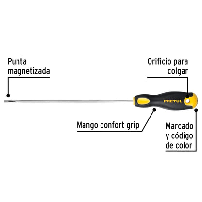 Desarmador tipo cabinet 1/8 x 6" con mango Comfort Grip