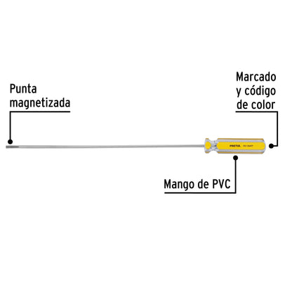 Desarmador tipo cabinet 1/8 x 8" con mango de PVC