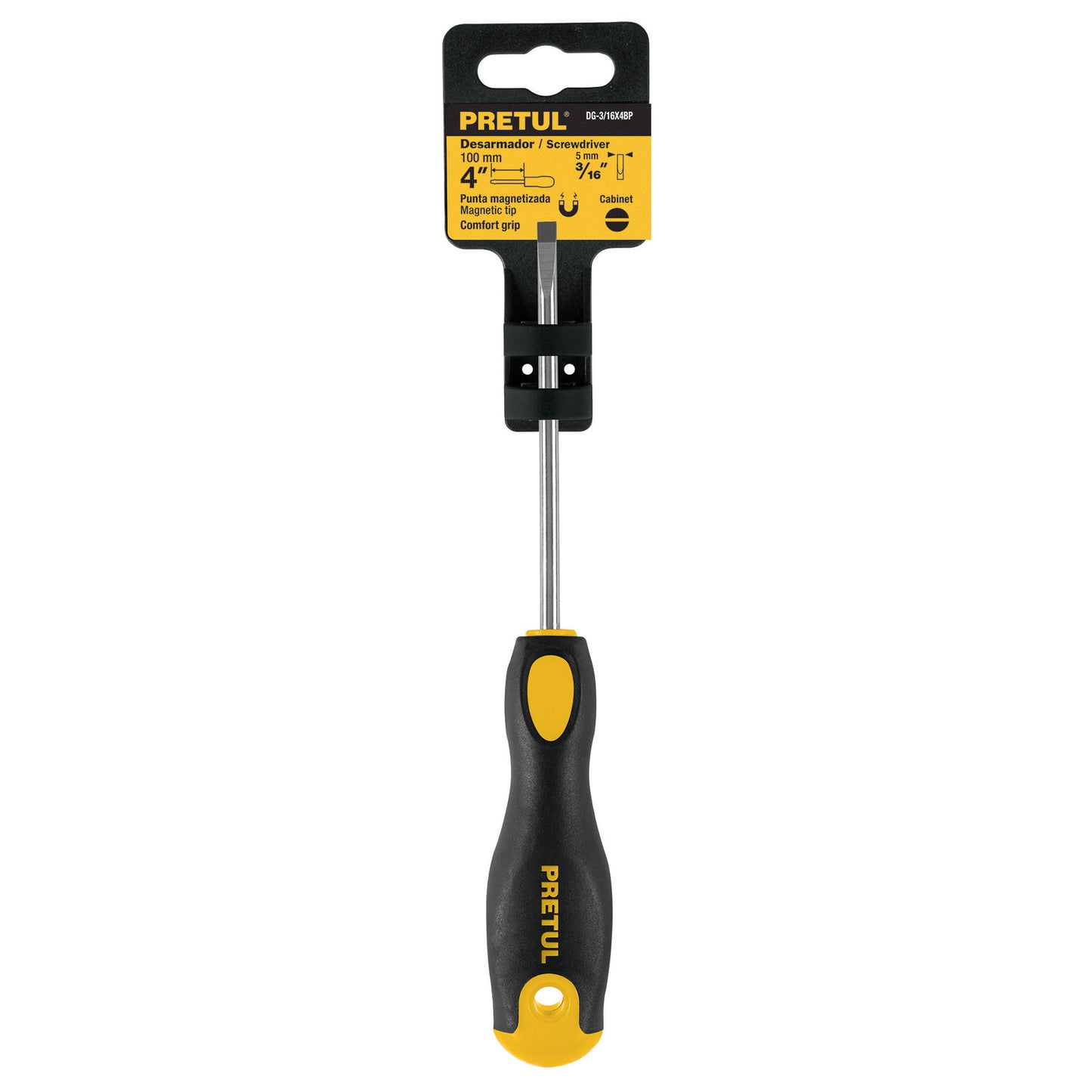 Desarmador tipo cabinet 3/16 x 4" de mango Comfort Grip