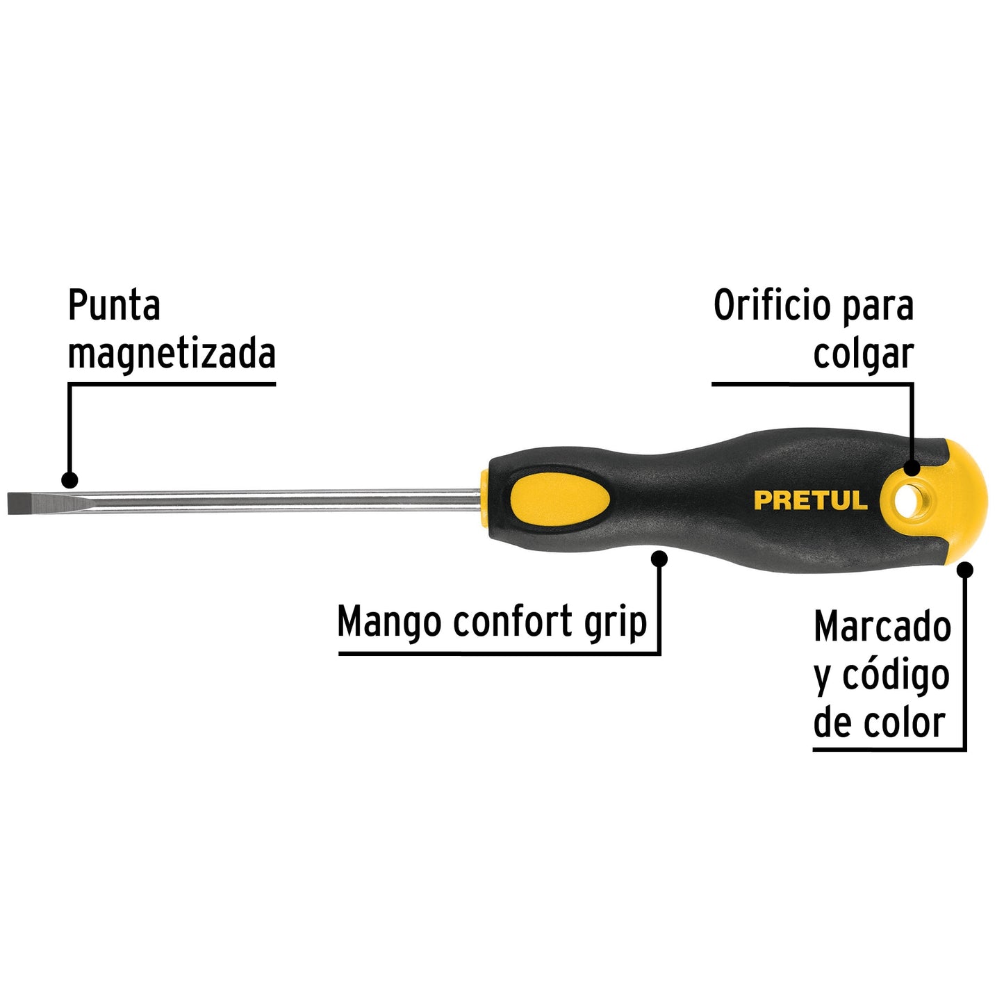 Desarmador tipo cabinet 3/16 x 4" de mango Comfort Grip