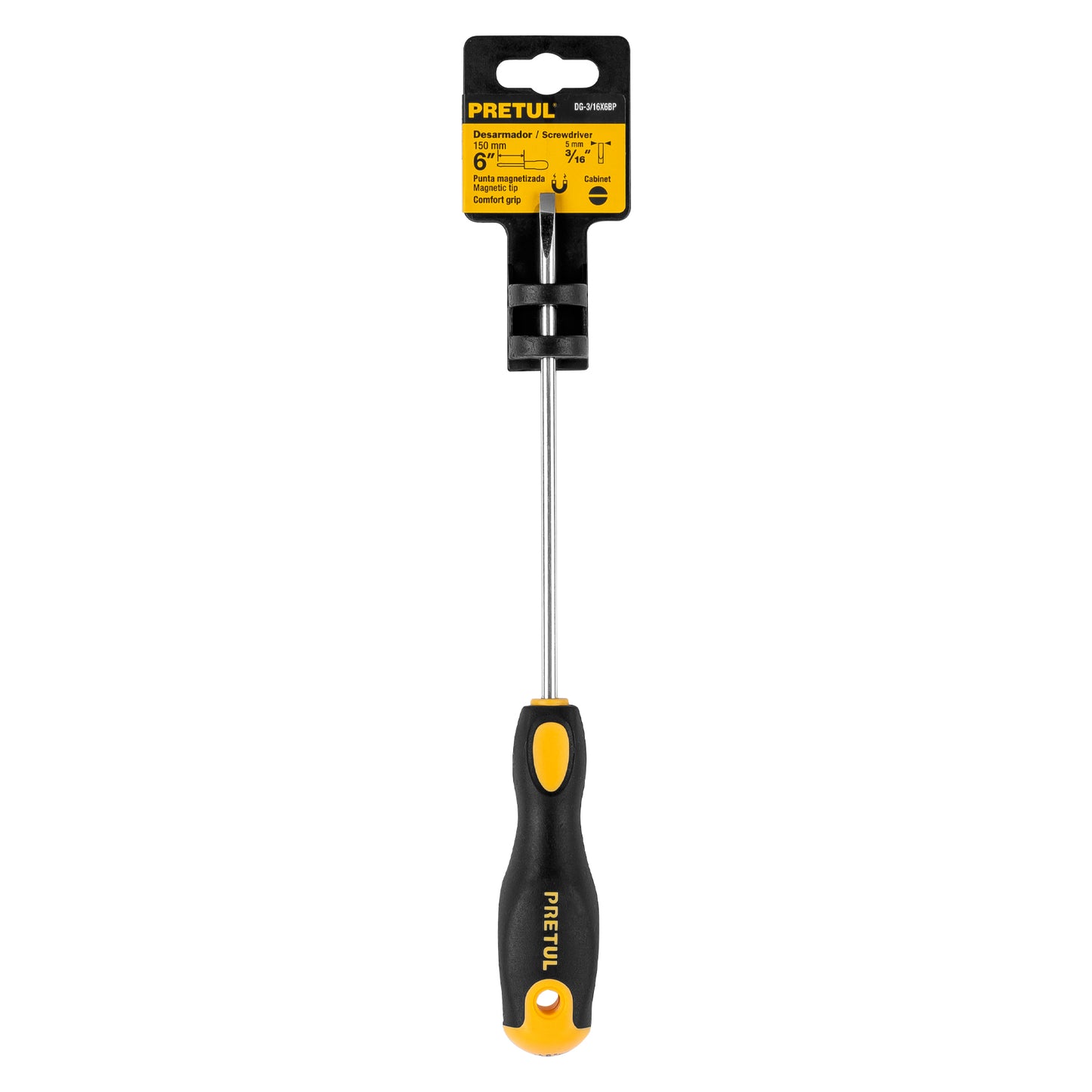 Desarmador tipo cabinet 3/16" x 6" con mango Comfort Grip