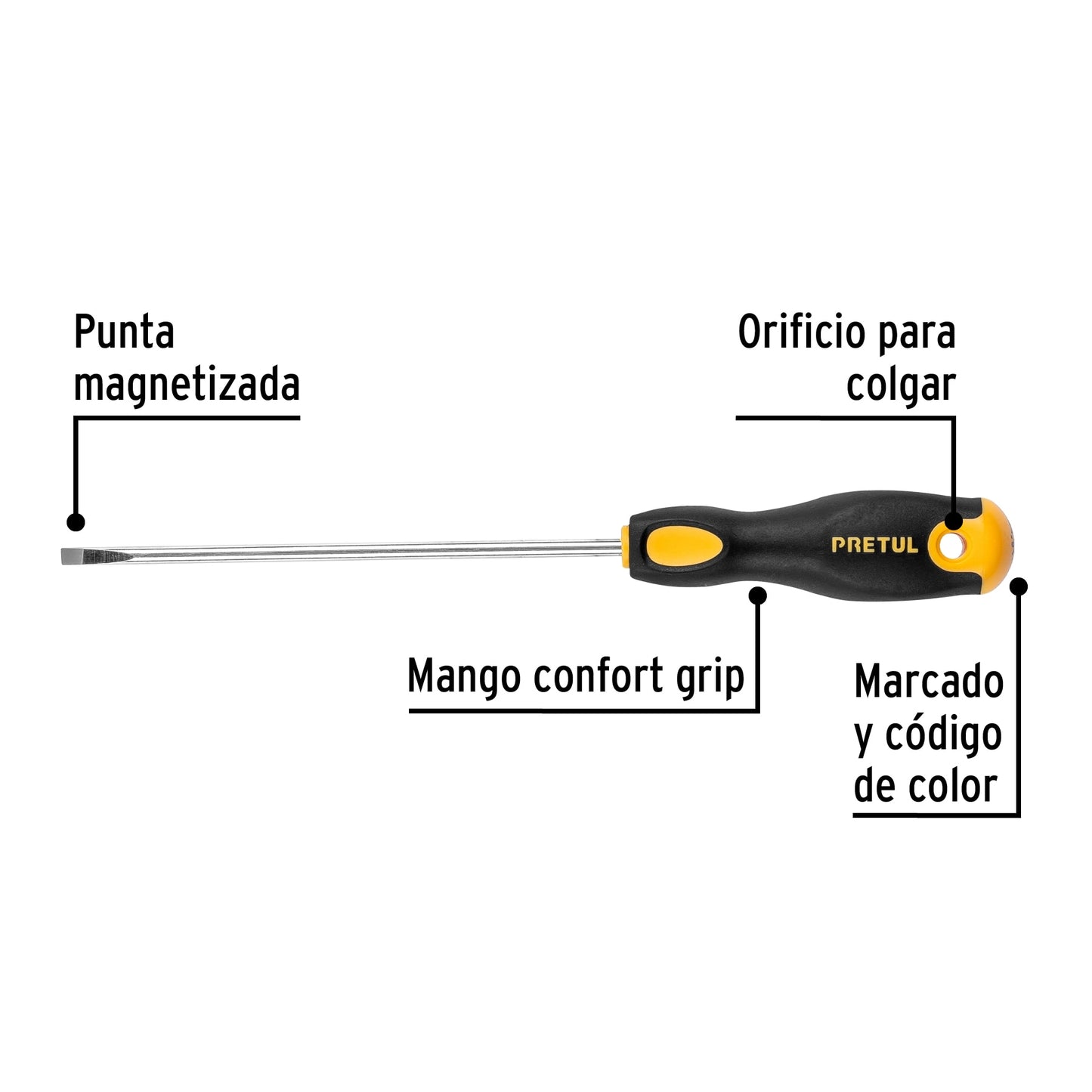 Desarmador tipo cabinet 3/16" x 6" con mango Comfort Grip