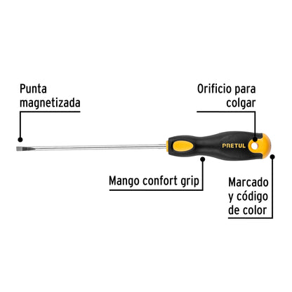 Desarmador tipo cabinet 3/16" x 6" con mango Comfort Grip