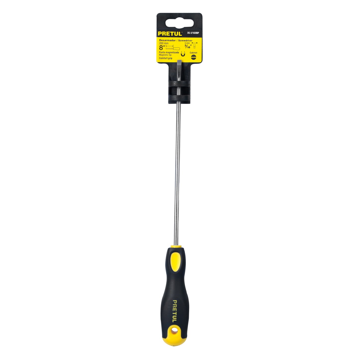 Desarmador tipo cabinet 3/16 x 8" con mango Comfort Grip