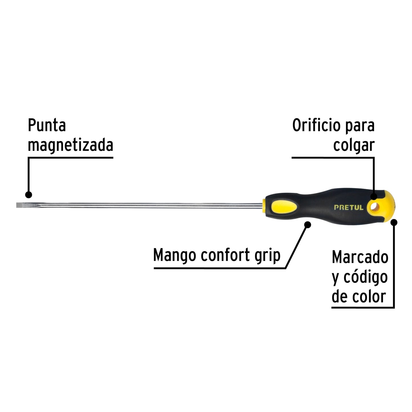 Desarmador tipo cabinet 3/16 x 8" con mango Comfort Grip