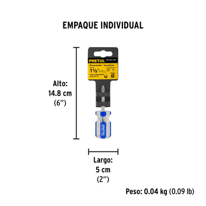 Desarmador de cruz 1/4" x 1-1/2"  con mango de PVC