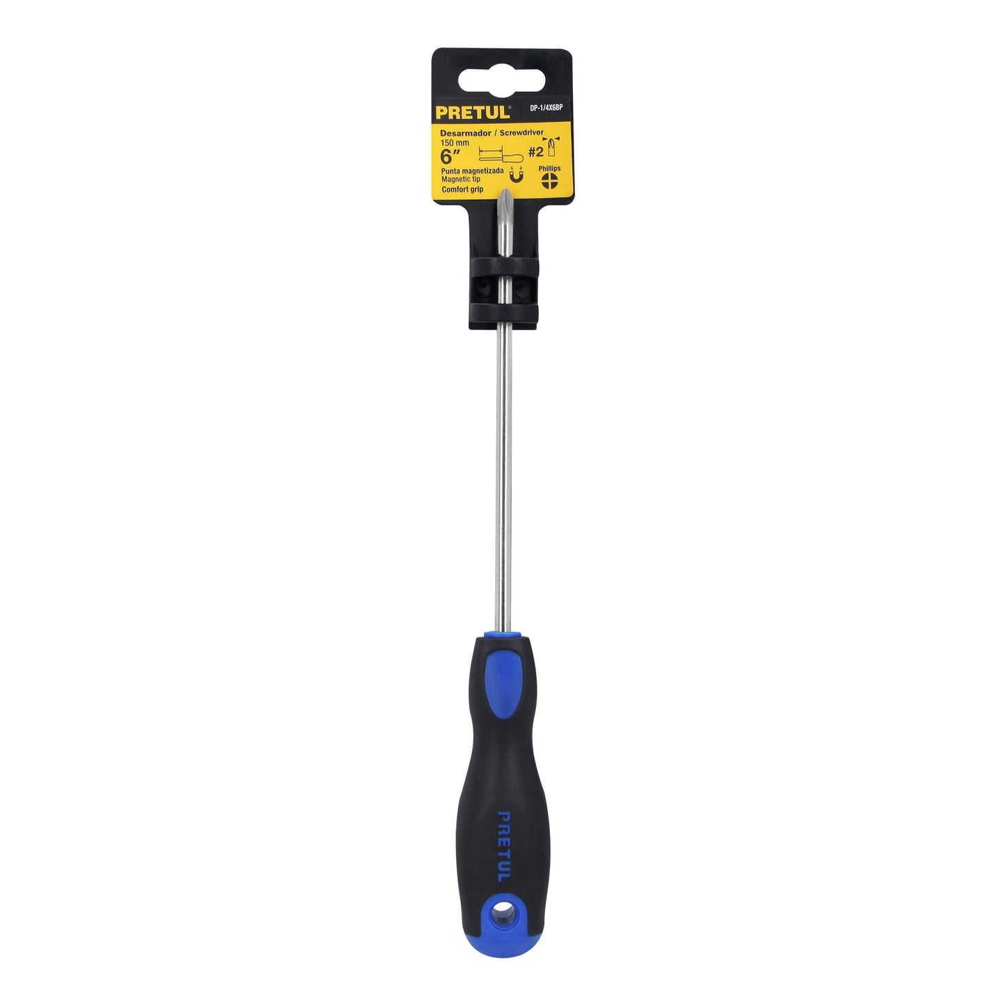 Desarmador de cruz 1/4" x 6" con mango Comfort Grip