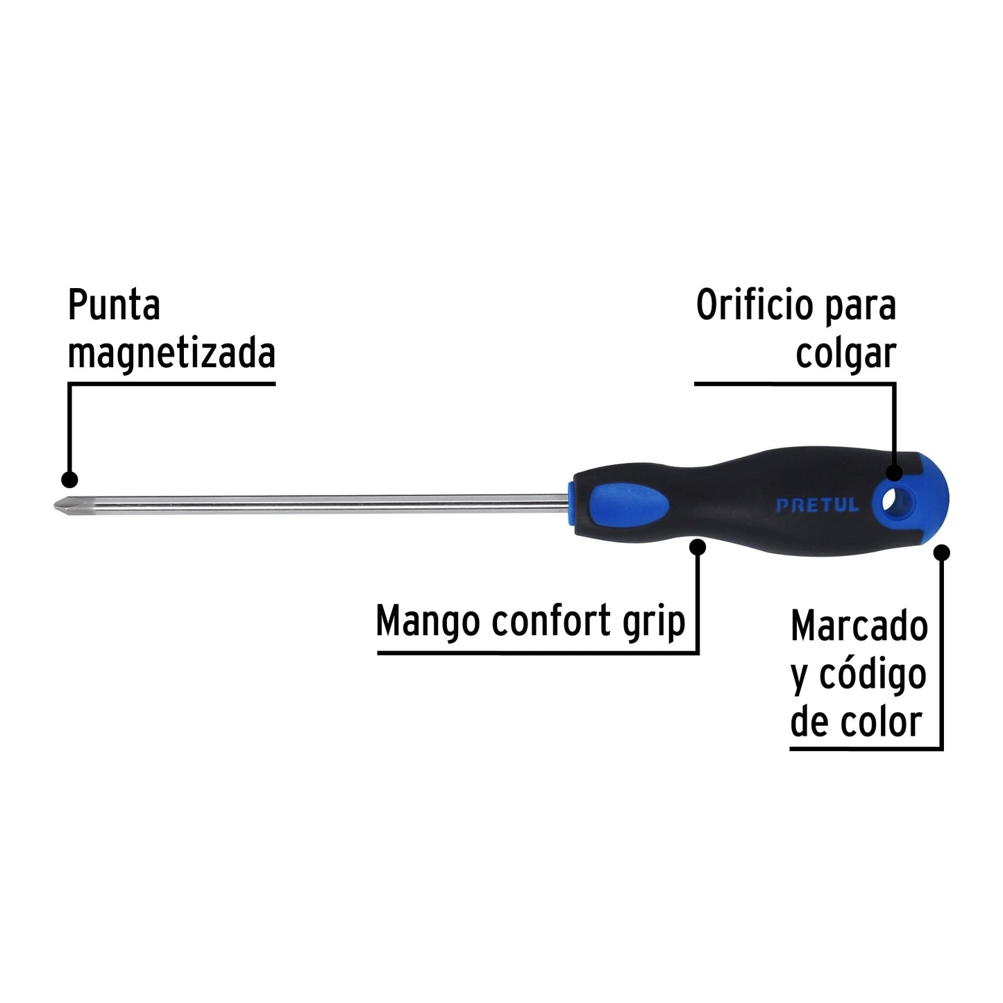 Desarmador de cruz 1/4" x 6" con mango Comfort Grip