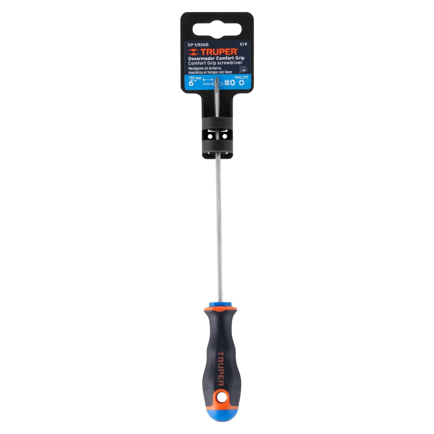 Desarmador de cruz 1/8" x 6" con mango Comfort Grip