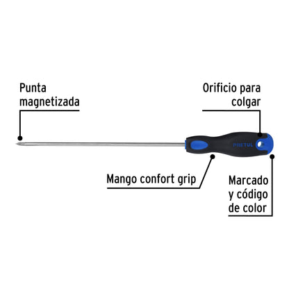 Desarmador de cruz 3/16" x 8" con mango Comfort Grip