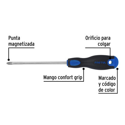 Desarmador de cruz 5/16" x 6" con mango Comfort Grip