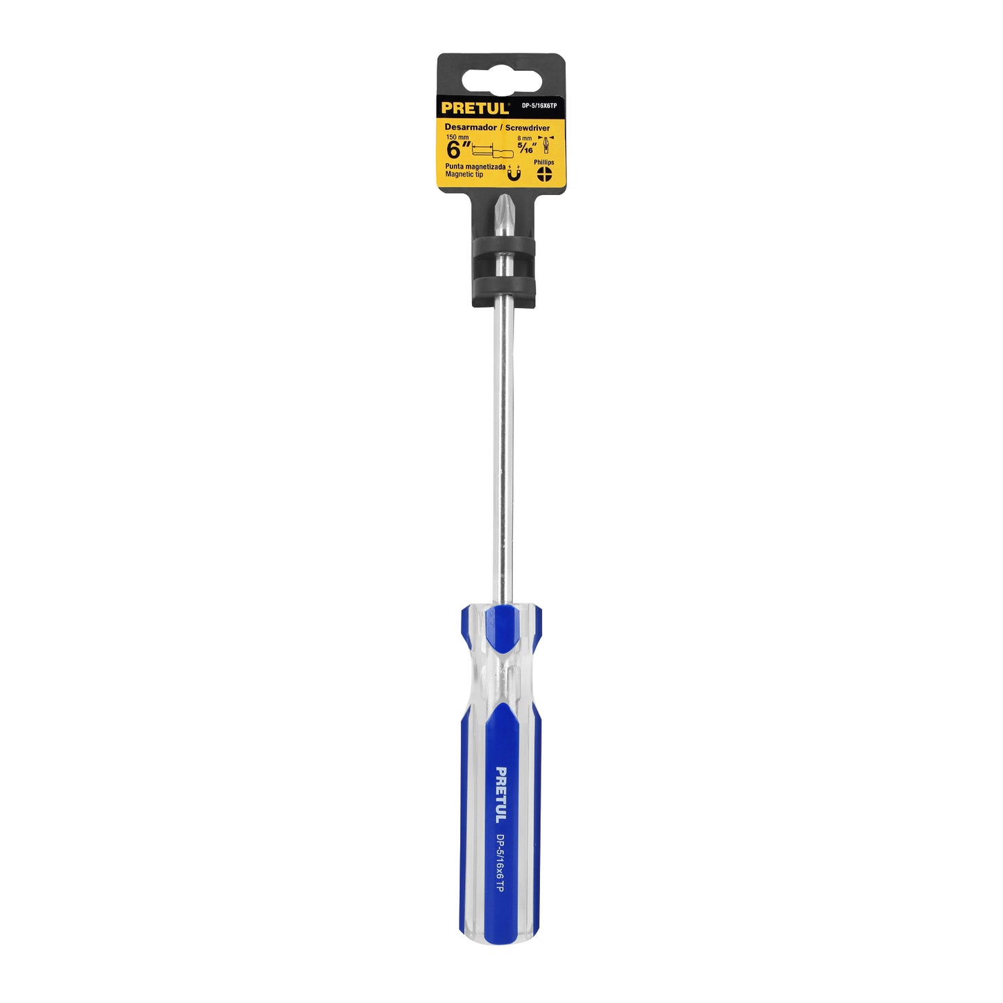 Desarmador de cruz 5/16" x 6" con mango de PVC
