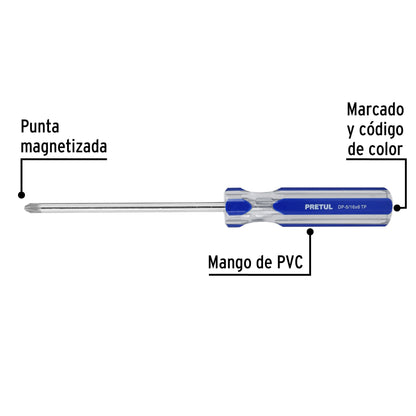 Desarmador de cruz 5/16" x 6" con mango de PVC